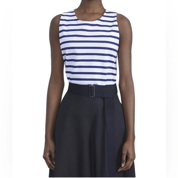 LAFAYETTE 148 HAL STRIPE COTTON TANK IN DUSK MULTI - Picture 1 of 11